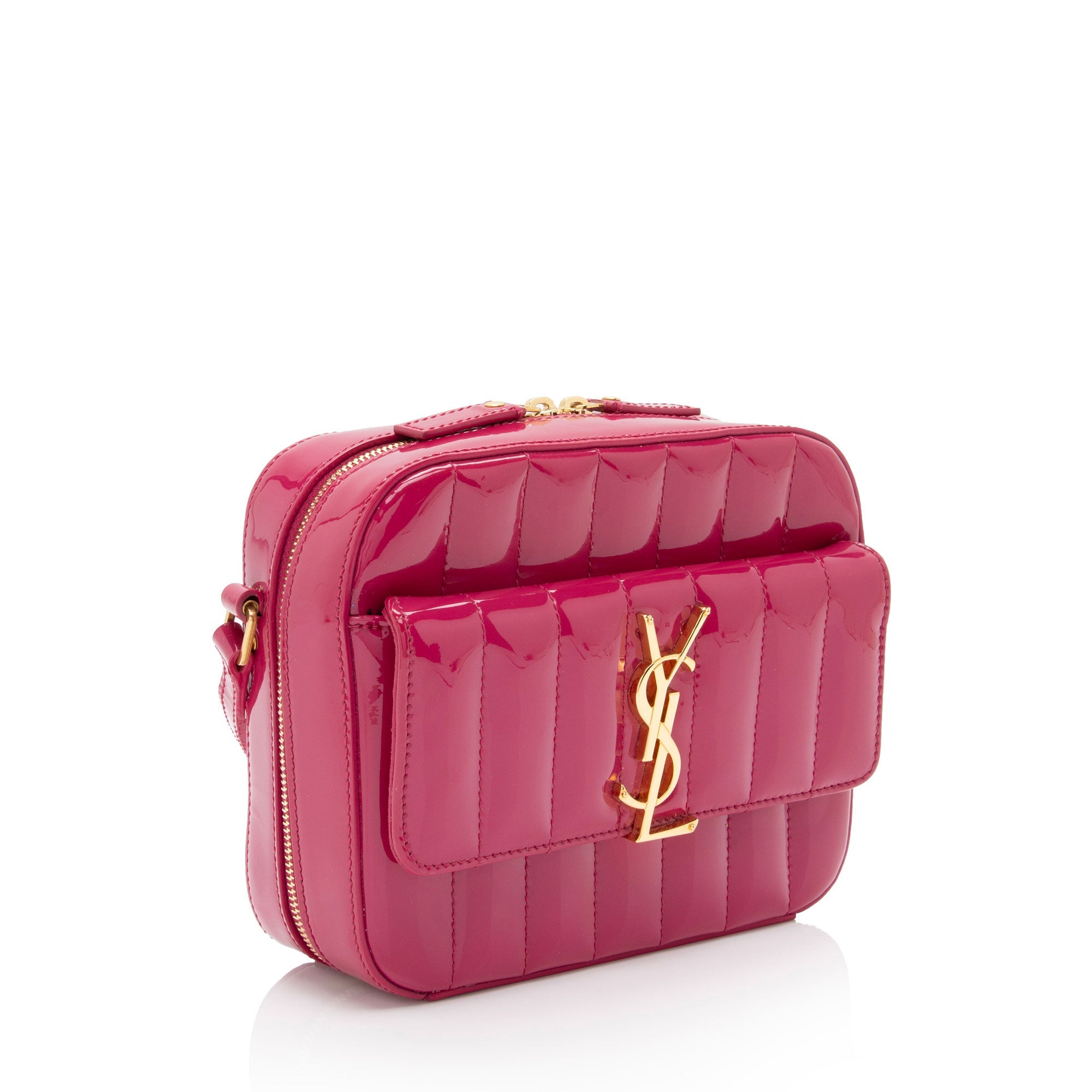 Saint Laurent Matelasse Patent Lambskin Monogram Vicky Camera Bag