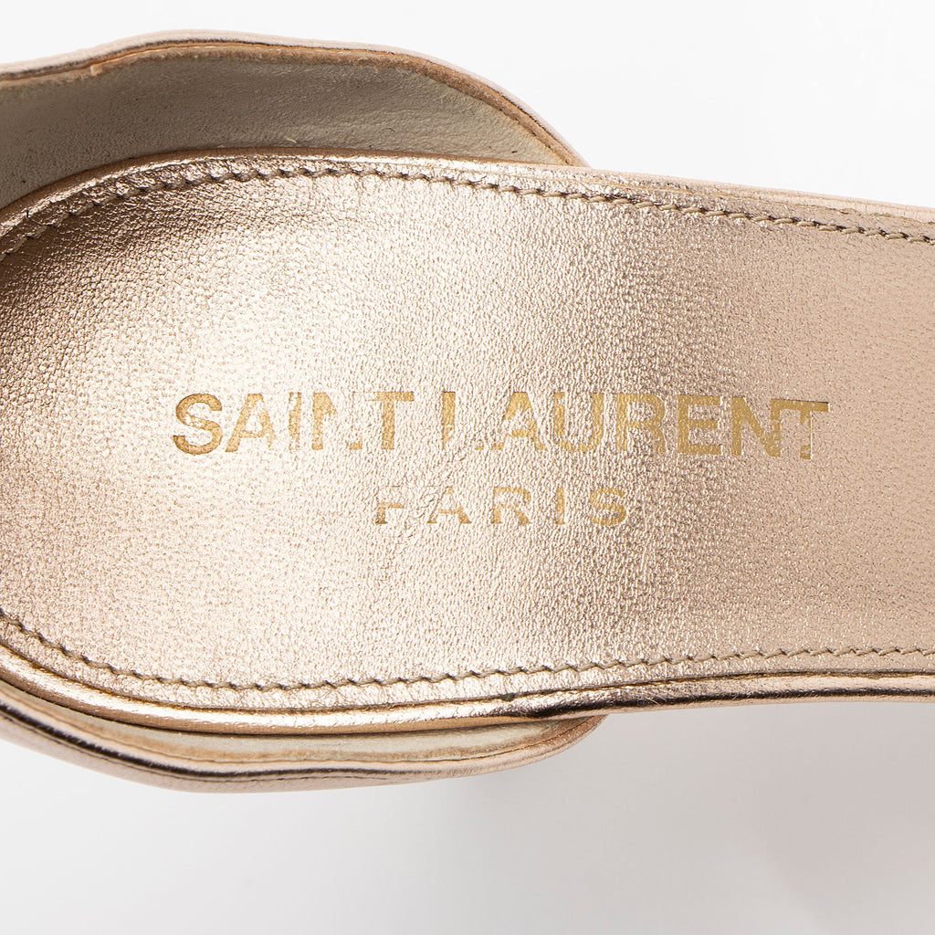 Saint Laurent Metallic Lambskin Amber Sandals - Size 8 / 38