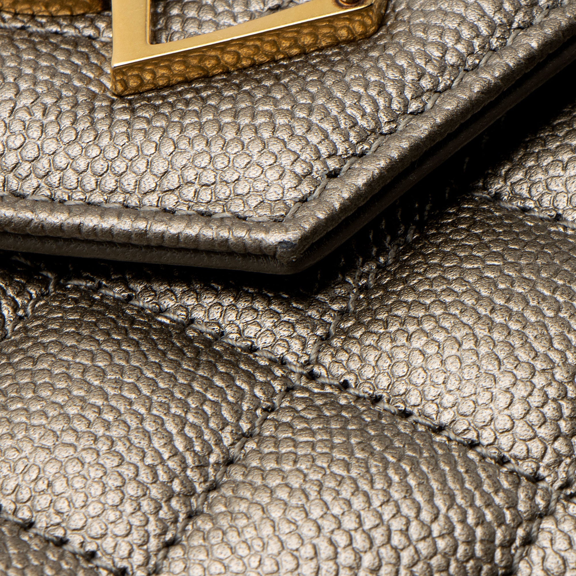 Saint Laurent Metallic Mixed Matelasse Grain de Poudre Monogram Envelope Pouch