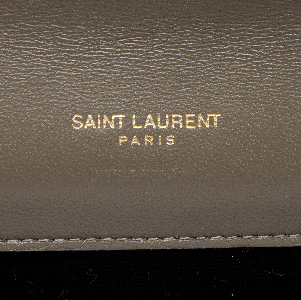 Saint Laurent Metallic Mixed Matelasse Grain de Poudre Monogram Envelope Pouch