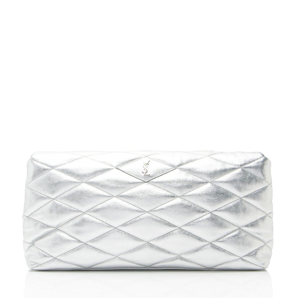 Saint Laurent Metallic Quilted Lambskin Puffer Sade Clutch