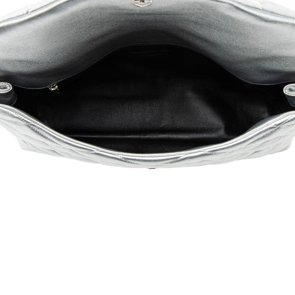 Saint Laurent Metallic Quilted Lambskin Puffer Sade Clutch