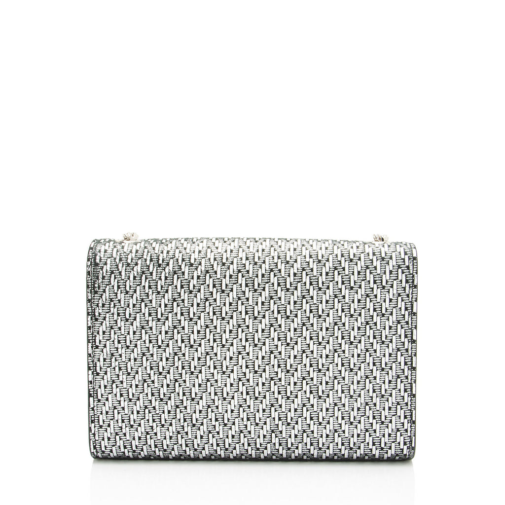 Saint Laurent Metallic Woven Leather Monogram Kate Small Shoulder Bag