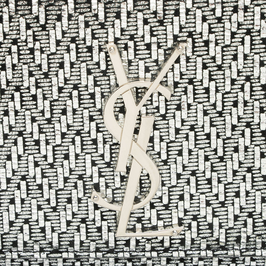 Saint Laurent Metallic Woven Leather Monogram Kate Small Shoulder Bag