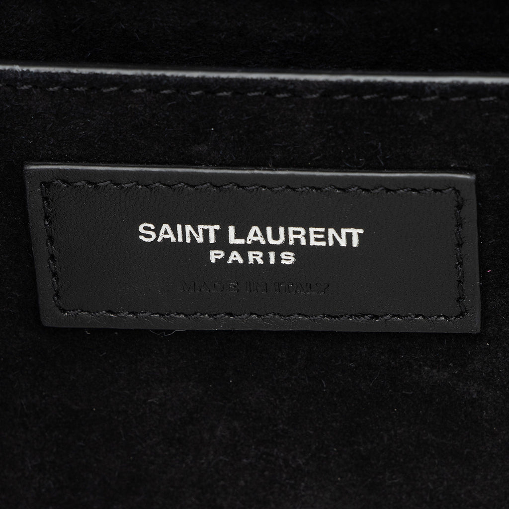 Saint Laurent Metallic Woven Leather Monogram Kate Small Shoulder Bag