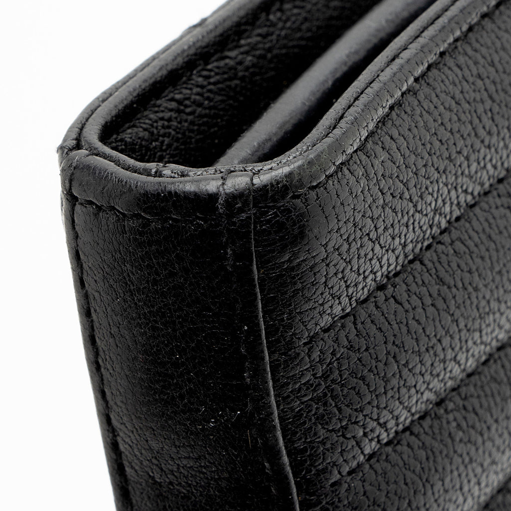 Saint Laurent Mixed Matelasse Grain de Poudre Embellished Monogram Chain Wallet