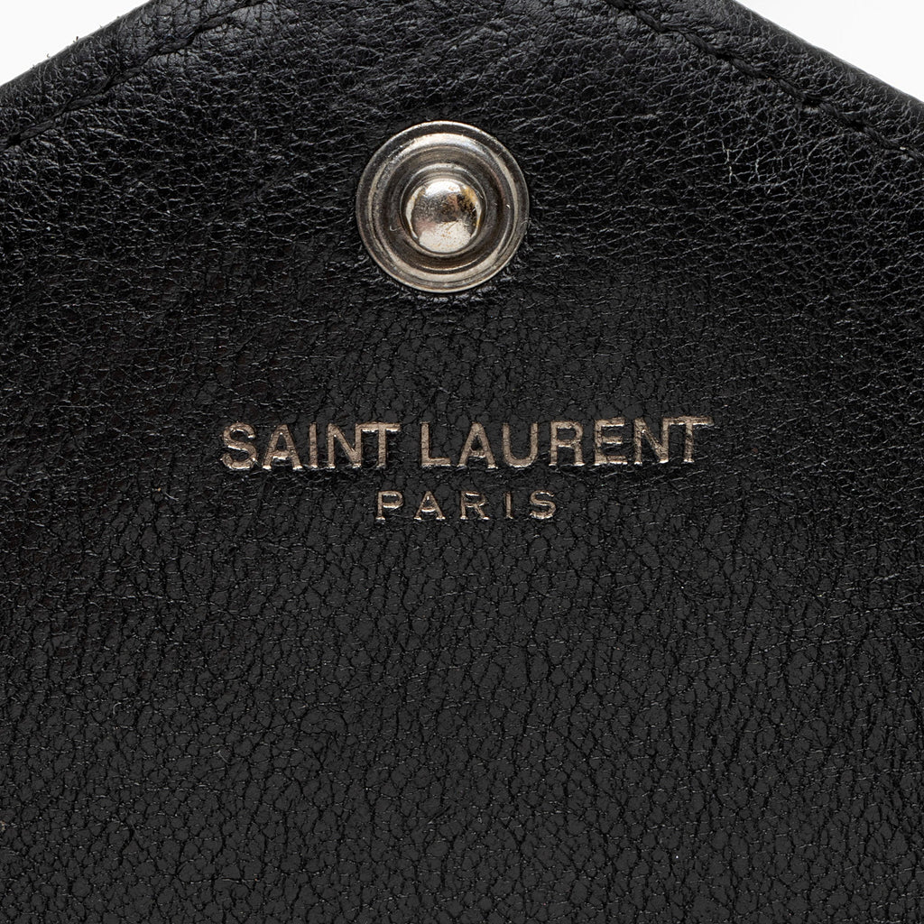 Saint Laurent Mixed Matelasse Grain de Poudre Embellished Monogram Chain Wallet