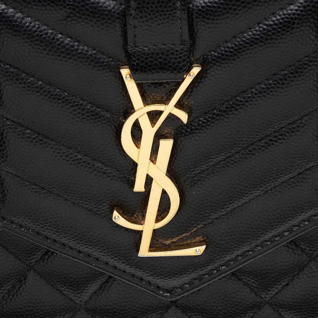 Saint Laurent Mixed Matelasse Grain de Poudre Monogram Chain Wallet