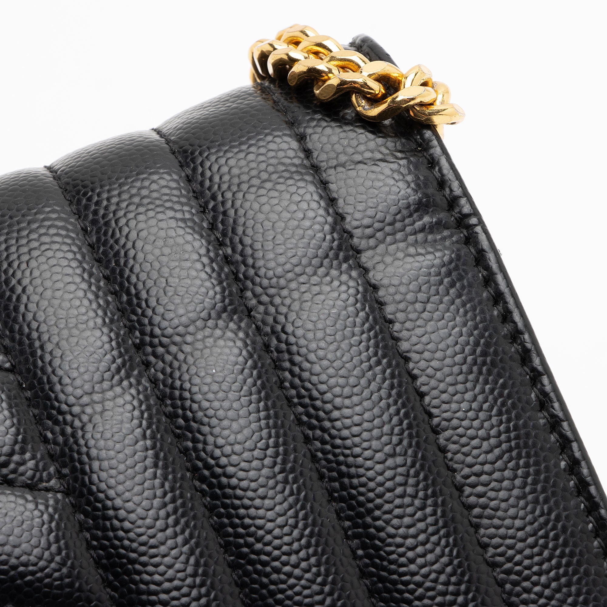 Saint Laurent Mixed Matelasse Grain de Poudre Monogram Chain Wallet