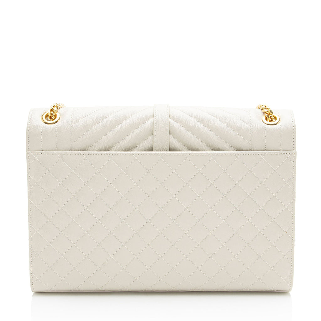 Saint Laurent Mixed Matelasse Grain de Poudre Monogram Large Shoulder Bag