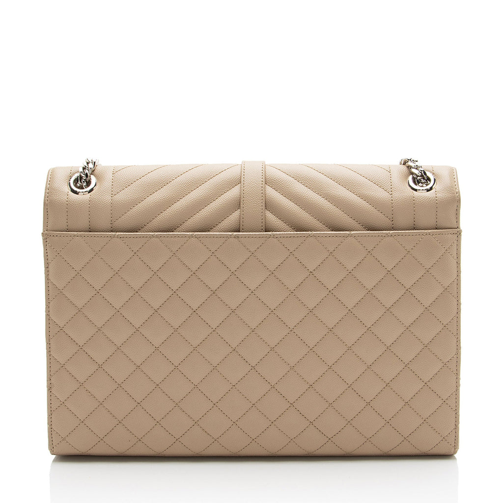 Saint Laurent Mixed Matelasse Grain de Poudre Monogram Large Shoulder Bag