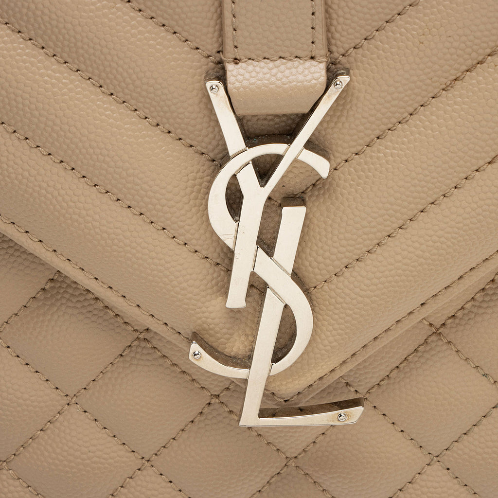 Saint Laurent Mixed Matelasse Grain de Poudre Monogram Large Shoulder Bag