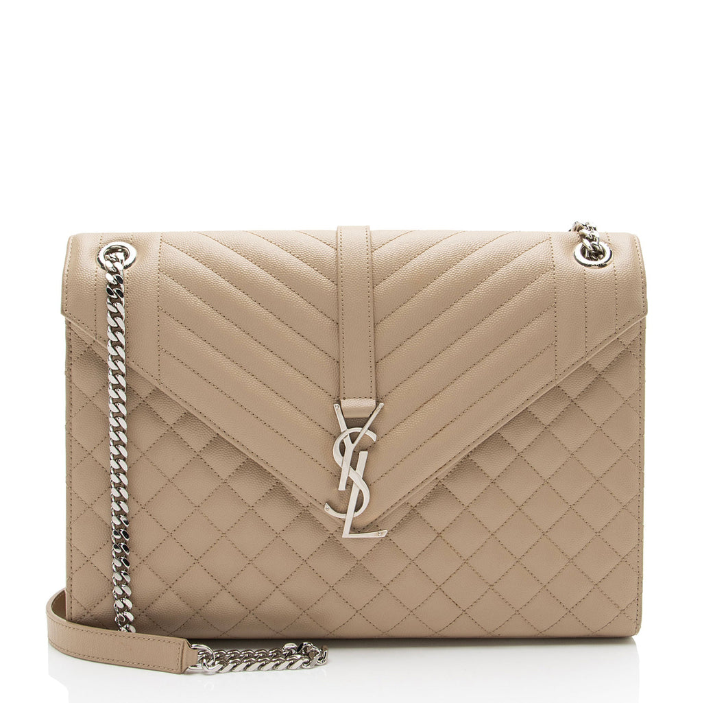 Saint Laurent Mixed Matelasse Grain de Poudre Monogram Large Shoulder Bag