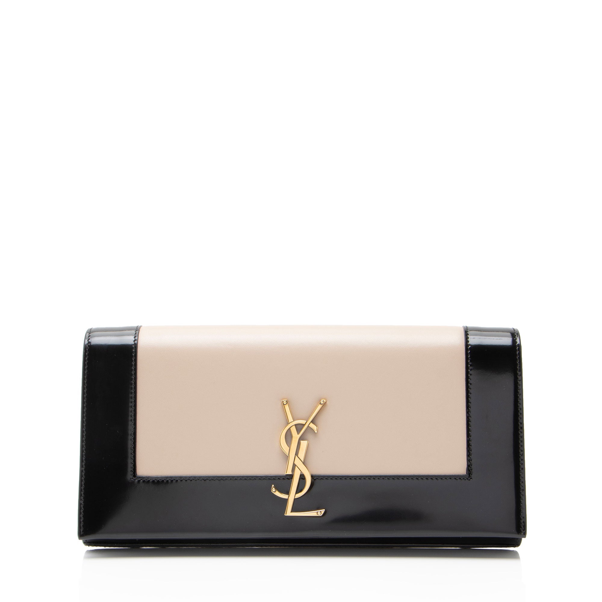 Saint Laurent Nappa Leather Bicolor Monogram Kate Clutch