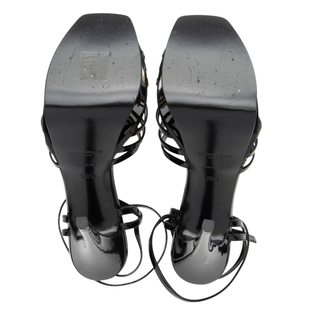 Saint Laurent Patent Leather Criss Cross Platform Sandals - Size 8.5 / 38.5