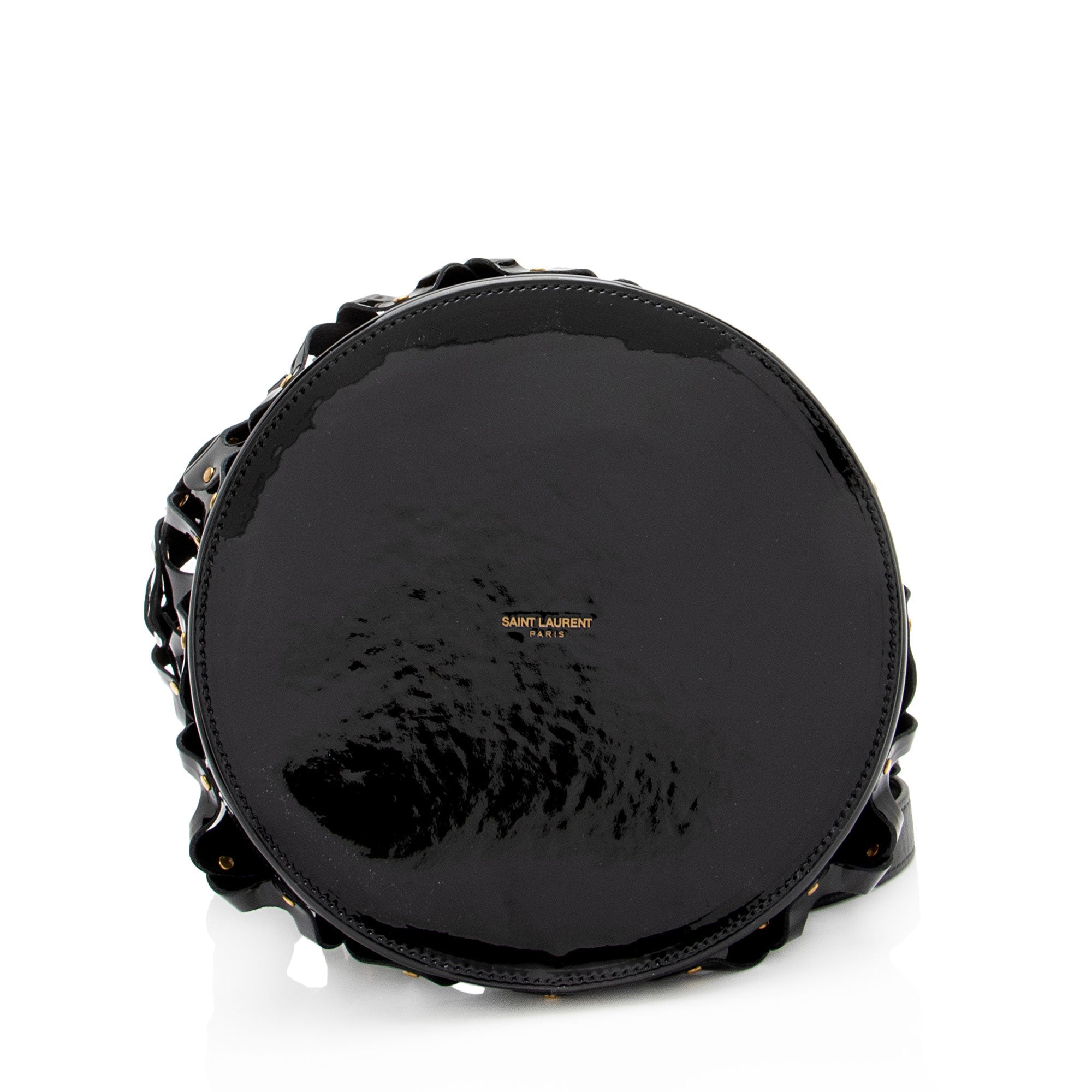 Saint Laurent Patent Leather Studded Seau Coeur Bucket Bag