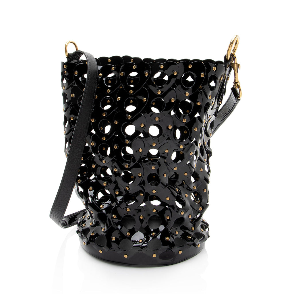 Saint Laurent Patent Leather Studded Seau Coeur Bucket Bag