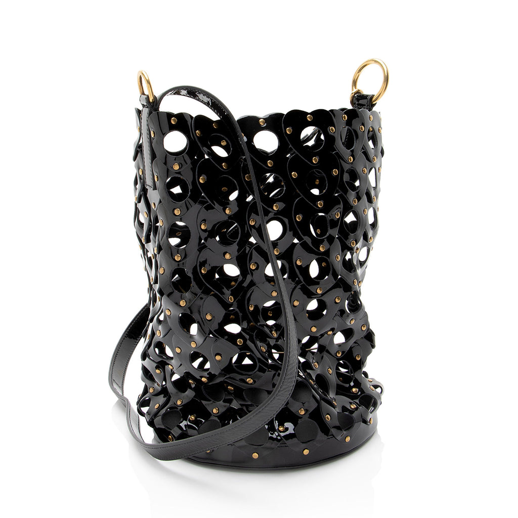 Saint Laurent Patent Leather Studded Seau Coeur Bucket Bag
