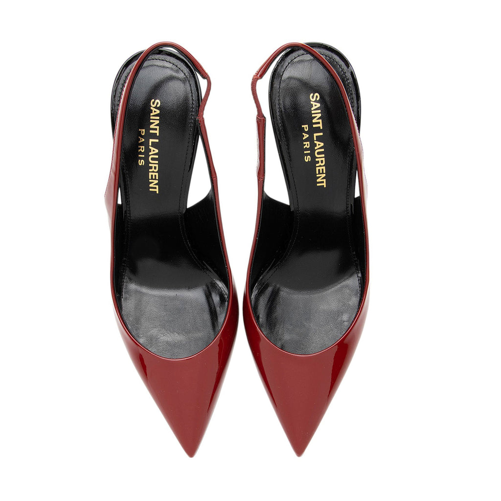 Saint Laurent Patent Leather Zoe Slingback Pumps - Size 7.5 / 37.5