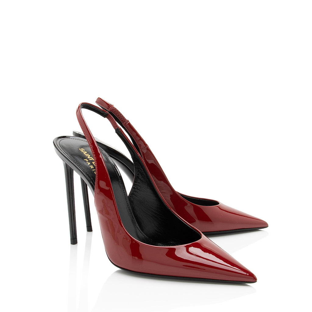 Saint Laurent Patent Leather Zoe Slingback Pumps - Size 7.5 / 37.5