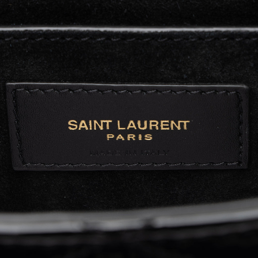 Saint Laurent Patent Matelasse Leather Monogram June Box Bag