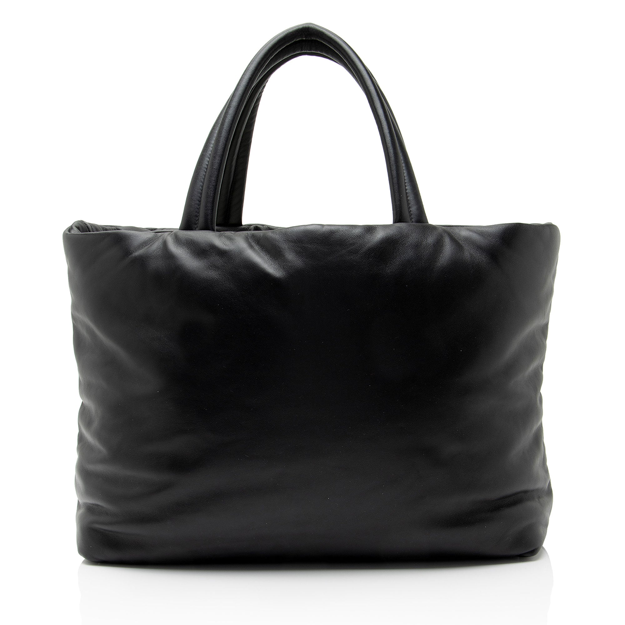 Saint Laurent Puffed Leather Logo Shopping Tote
