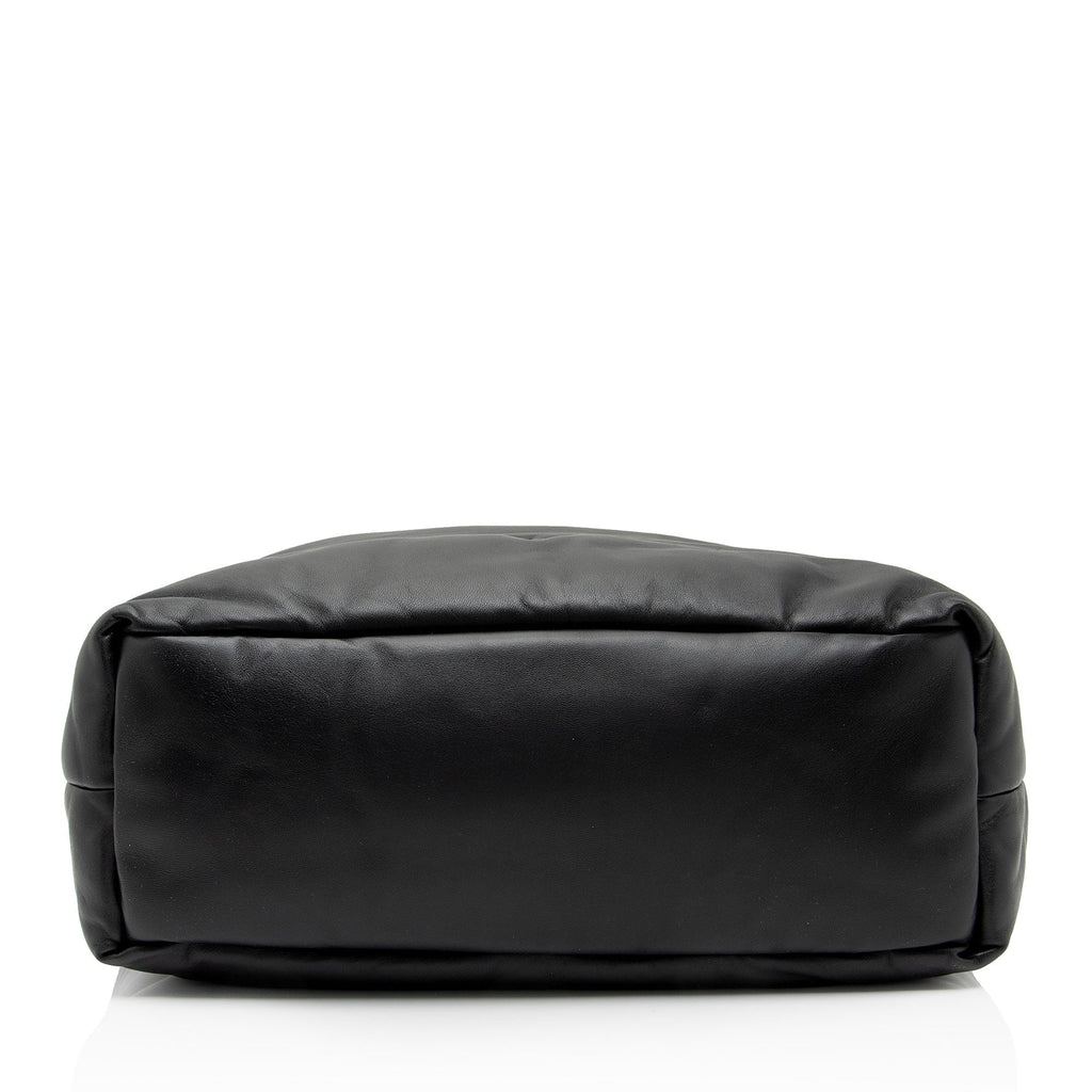 Saint Laurent Puffed Leather Logo Shopping Tote