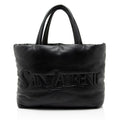Saint Laurent Puffed Leather Logo Shopping Tote
