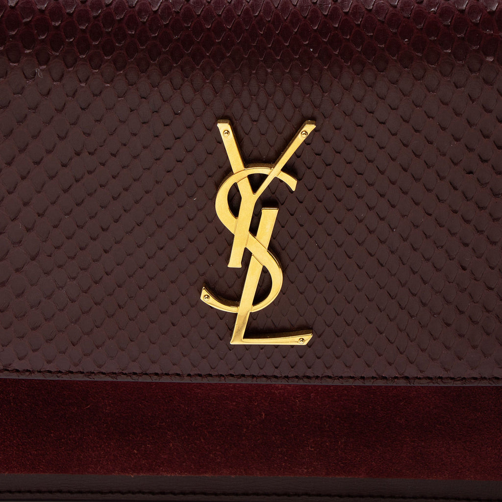 Saint Laurent Python Suede Monogram Sunset Medium Shoulder Bag