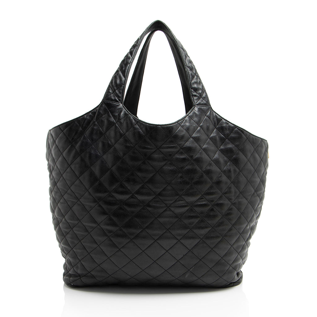 Saint Laurent Quilted Lambskin Monogram Icare Maxi Shopping Tote