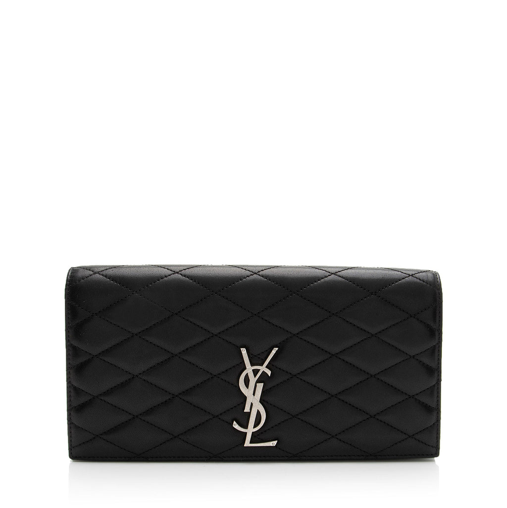 Saint Laurent Quilted Lambskin Monogram Kate Clutch