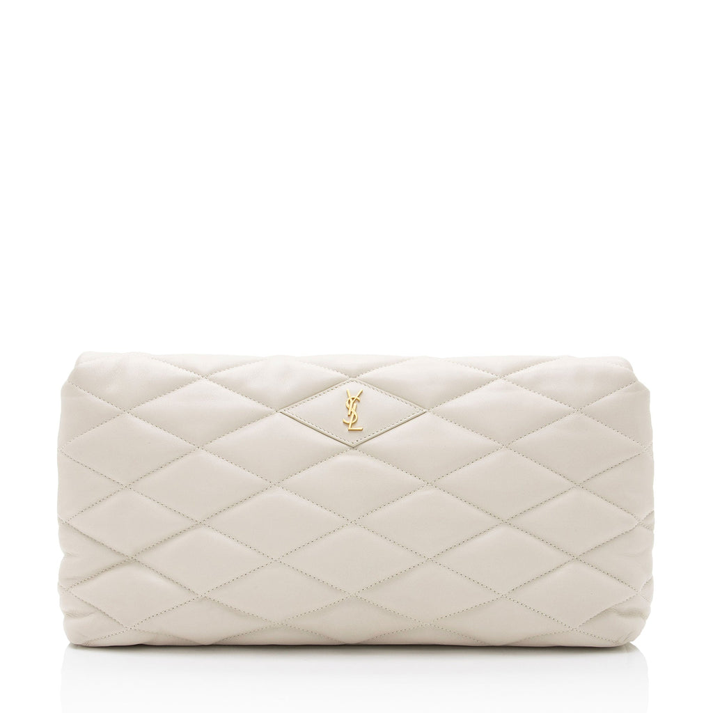 Saint Laurent Quilted Lambskin Puffer Sade Clutch (SHF-Acb2VB)