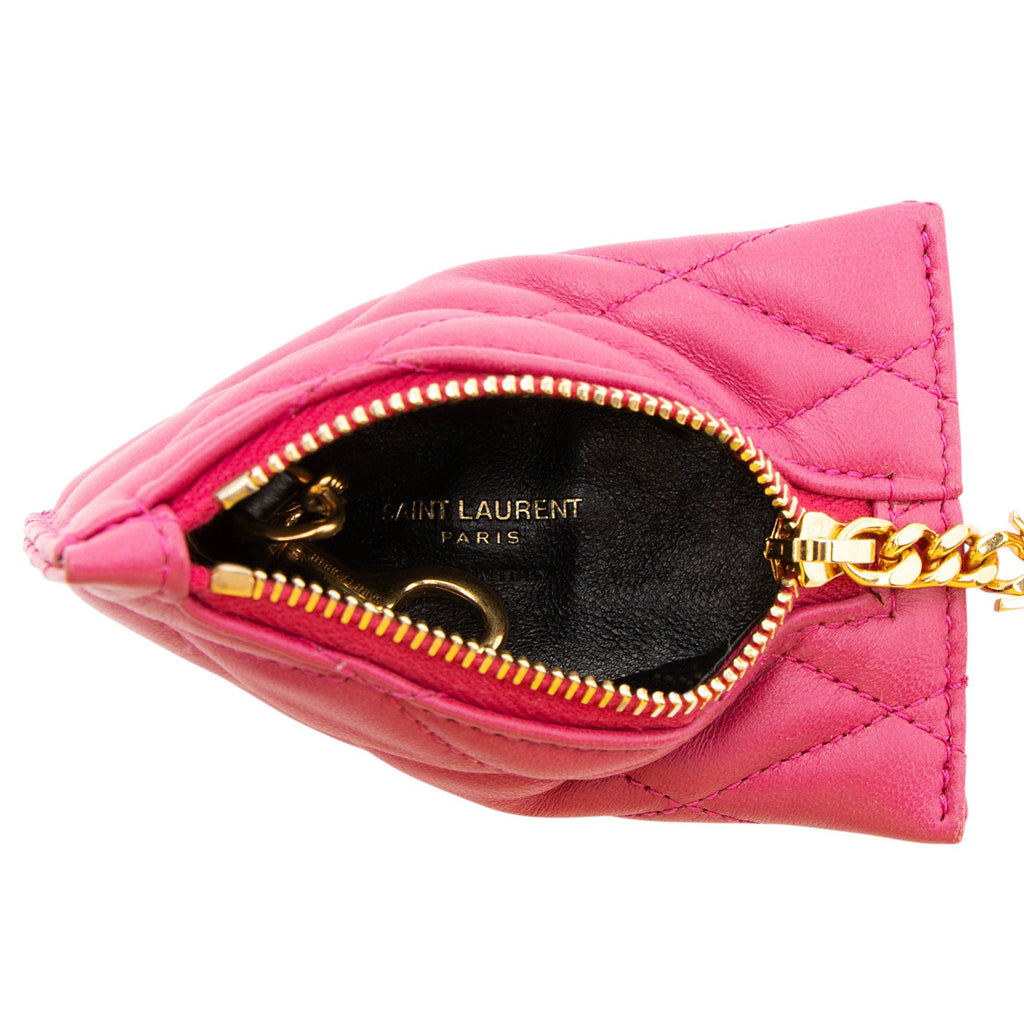 Saint Laurent Quilted Lambskin Triangle Charm