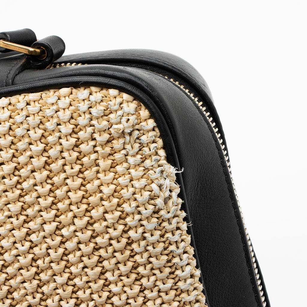 Saint Laurent Raffia Calfskin Monogram Lou Camera Bag