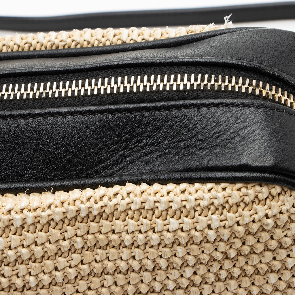 Saint Laurent Raffia Calfskin Monogram Lou Camera Bag