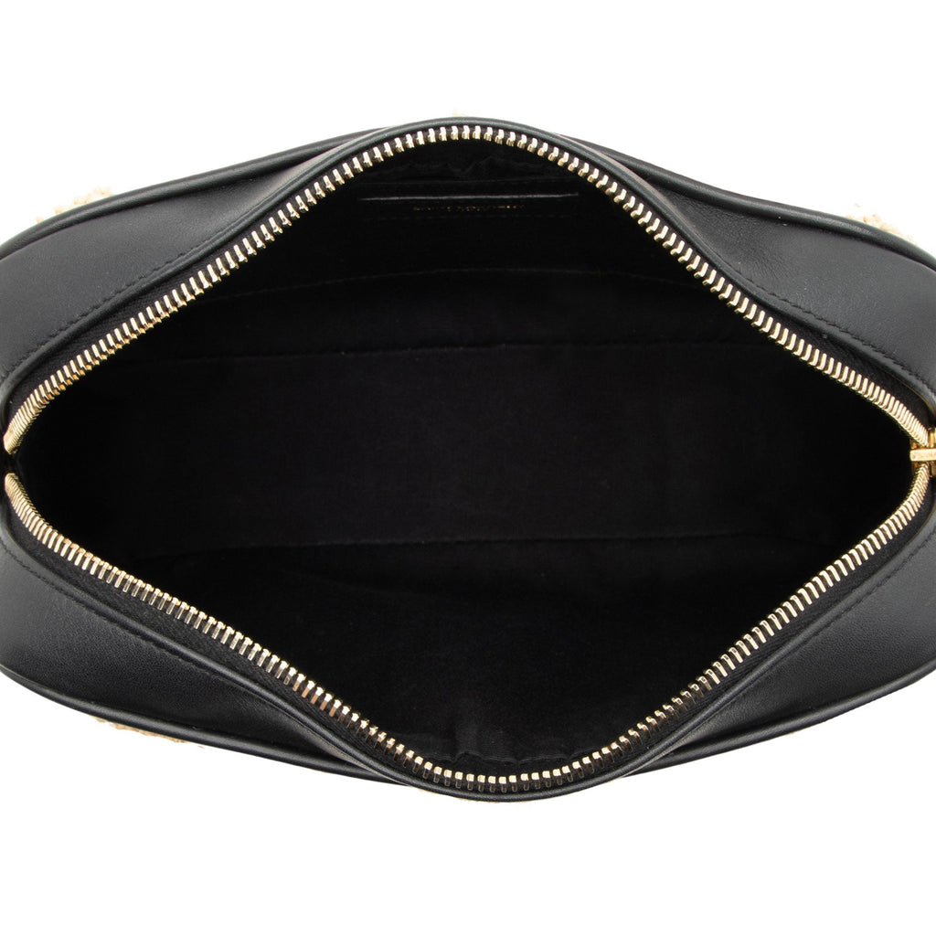 Saint Laurent Raffia Calfskin Monogram Lou Camera Bag
