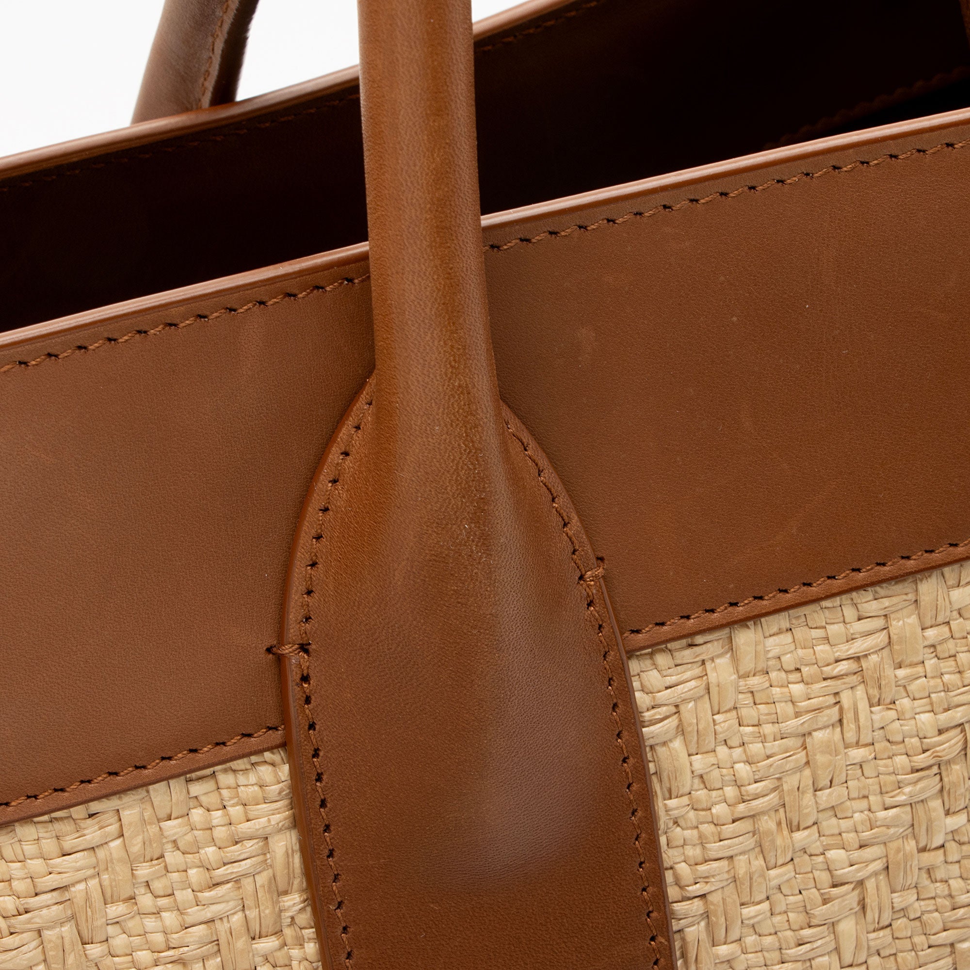 Saint Laurent Raffia Calfskin Rive Gauche Large Tote