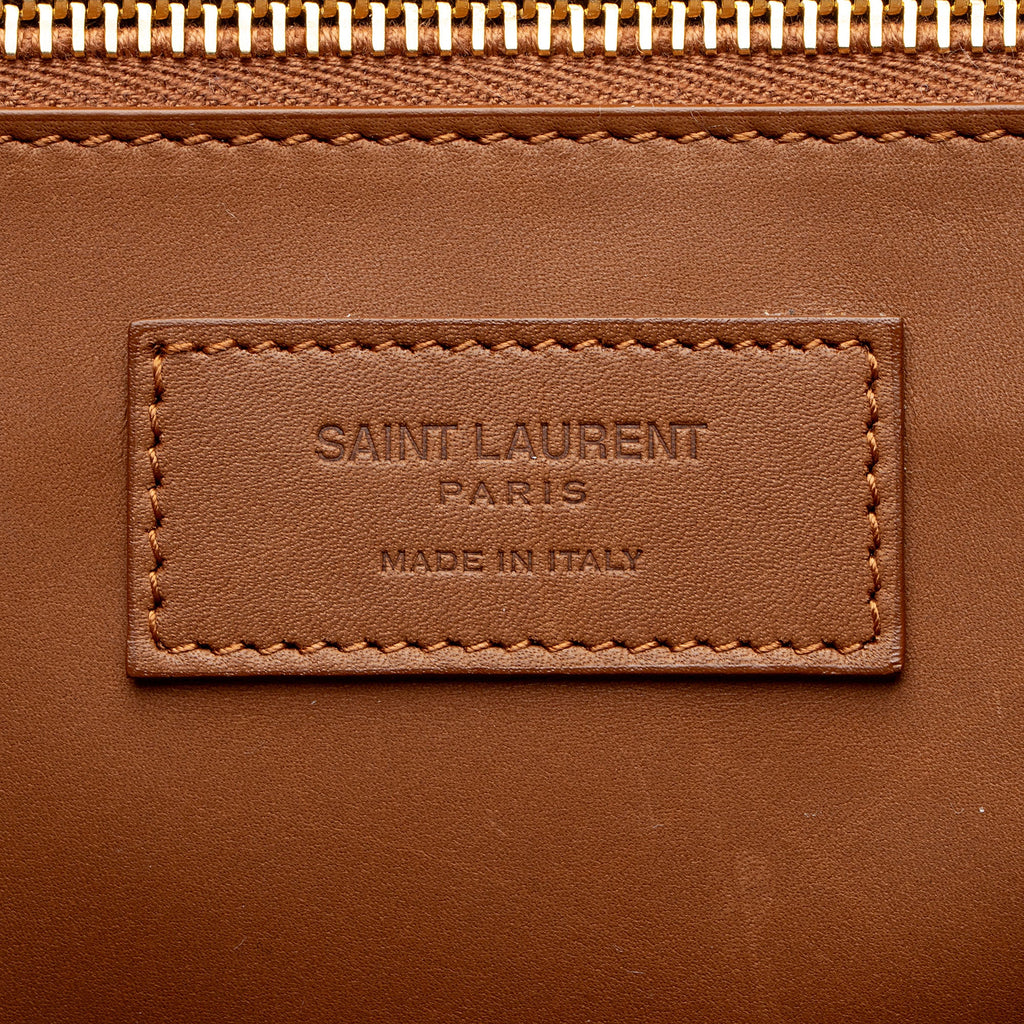 Saint Laurent Raffia Calfskin Rive Gauche Large Tote