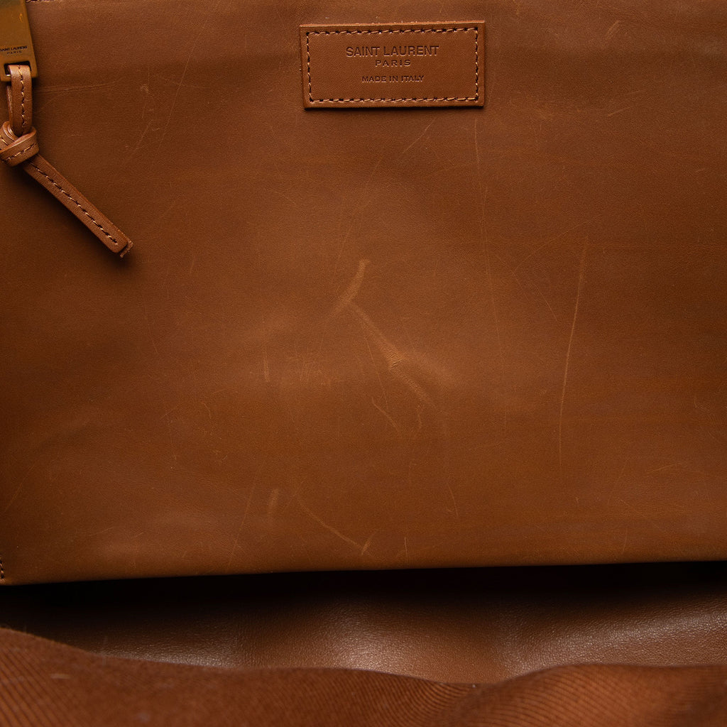 Saint Laurent Raffia Calfskin Rive Gauche Large Tote