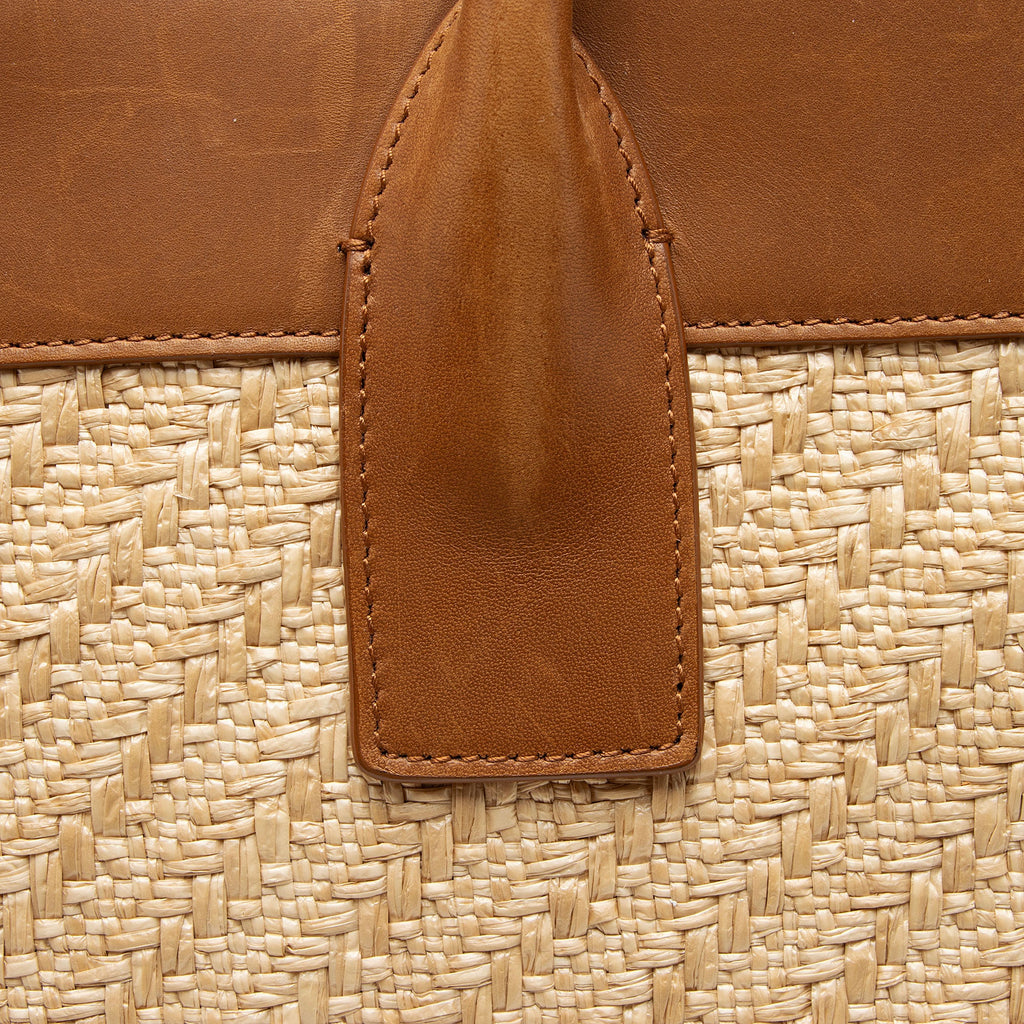 Saint Laurent Raffia Calfskin Rive Gauche Large Tote