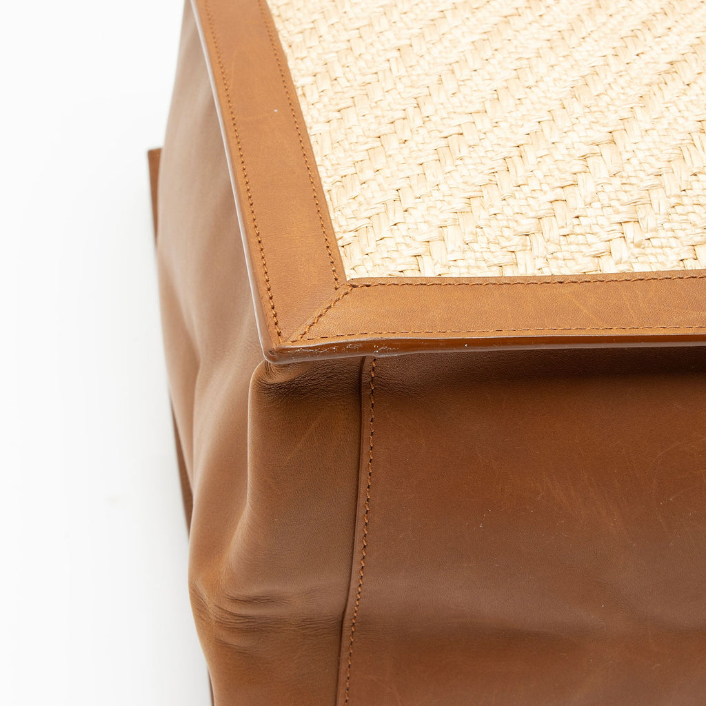 Saint Laurent Raffia Calfskin Rive Gauche Large Tote