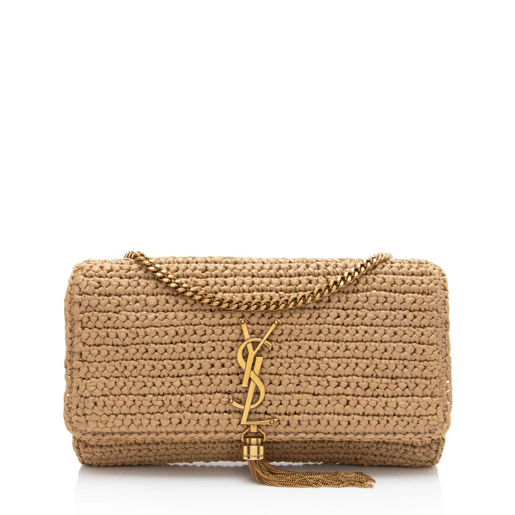 Saint Laurent Raffia Kate 99 Tassel Shoulder Bag