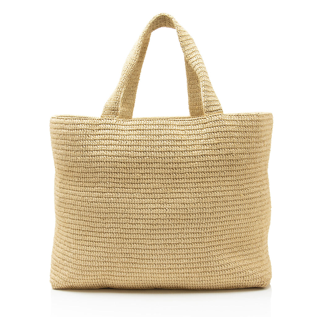 Saint Laurent Raffia Logo Tote