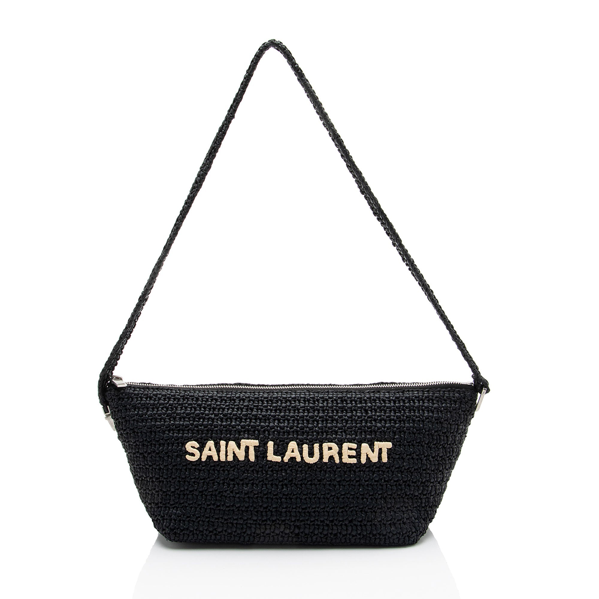 Saint Laurent Raffia Le Tuc Shoulder Bag