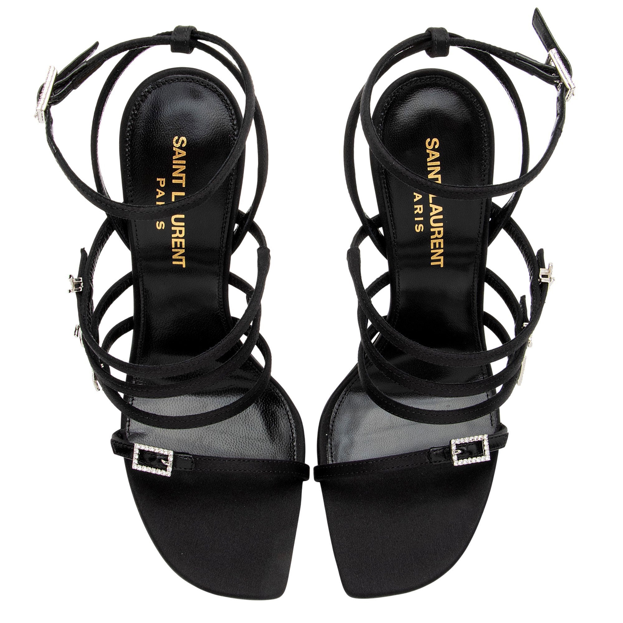 Saint Laurent Satin Crepe Crystal Jerry Sandals - Size 6.5 / 36.5