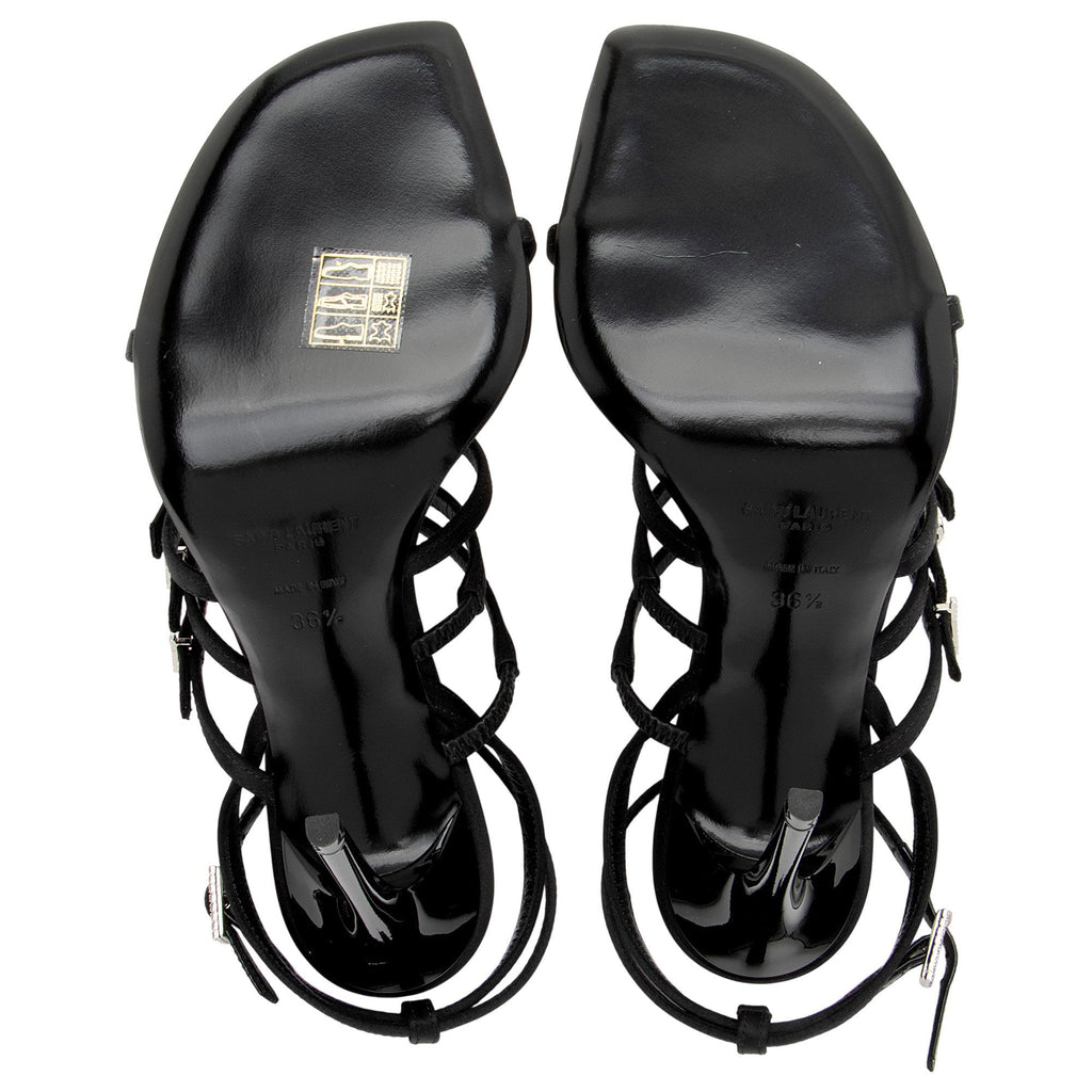 Saint Laurent Satin Crepe Crystal Jerry Sandals - Size 6.5 / 36.5