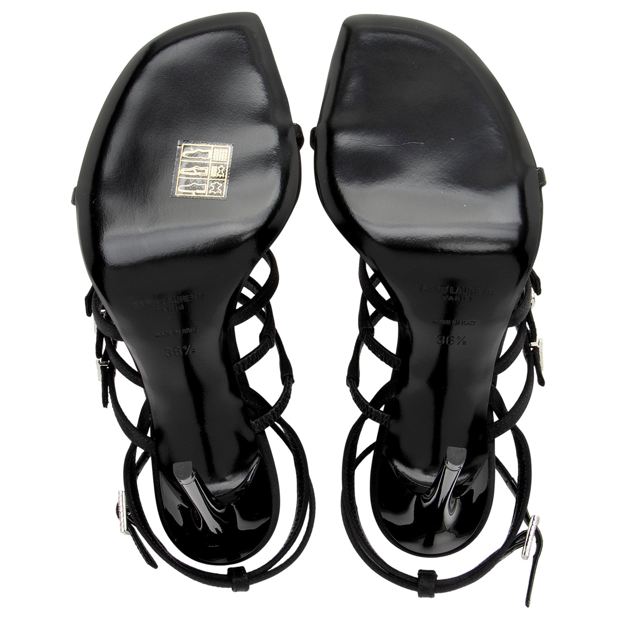 Saint Laurent Satin Crepe Crystal Jerry Sandals - Size 6.5 / 36.5