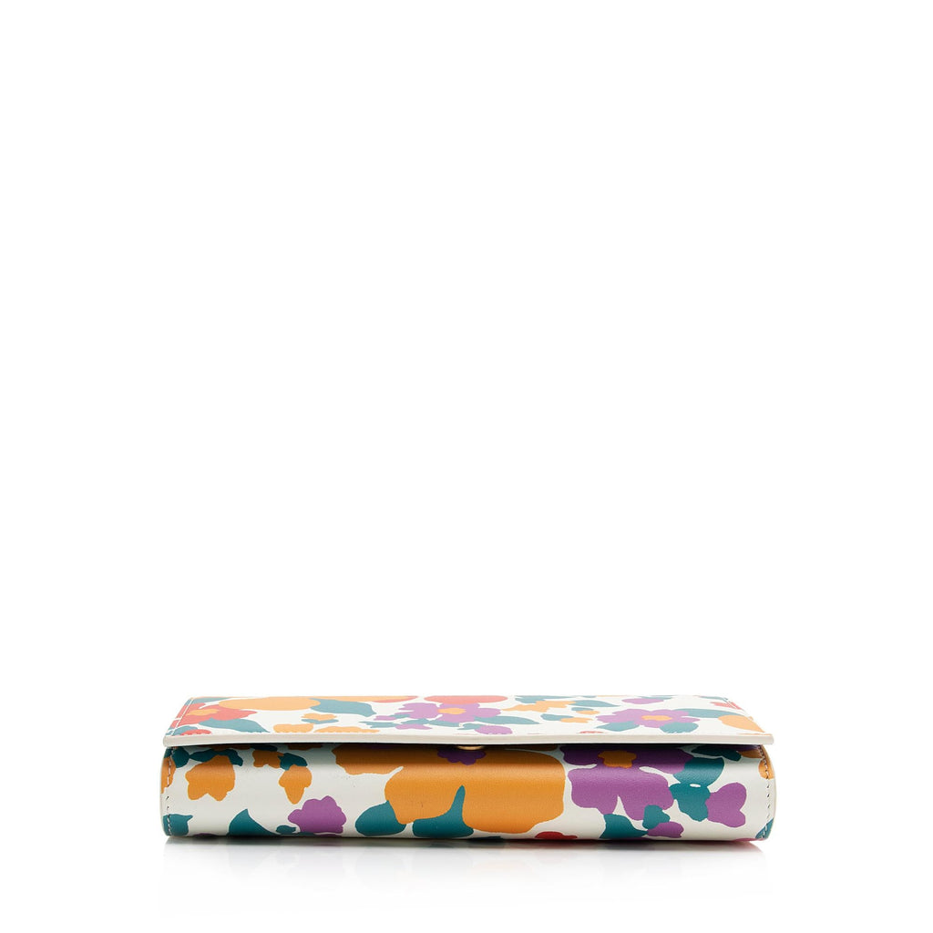 Saint Laurent Smooth Calfskin Floral Mini Chain Wallet