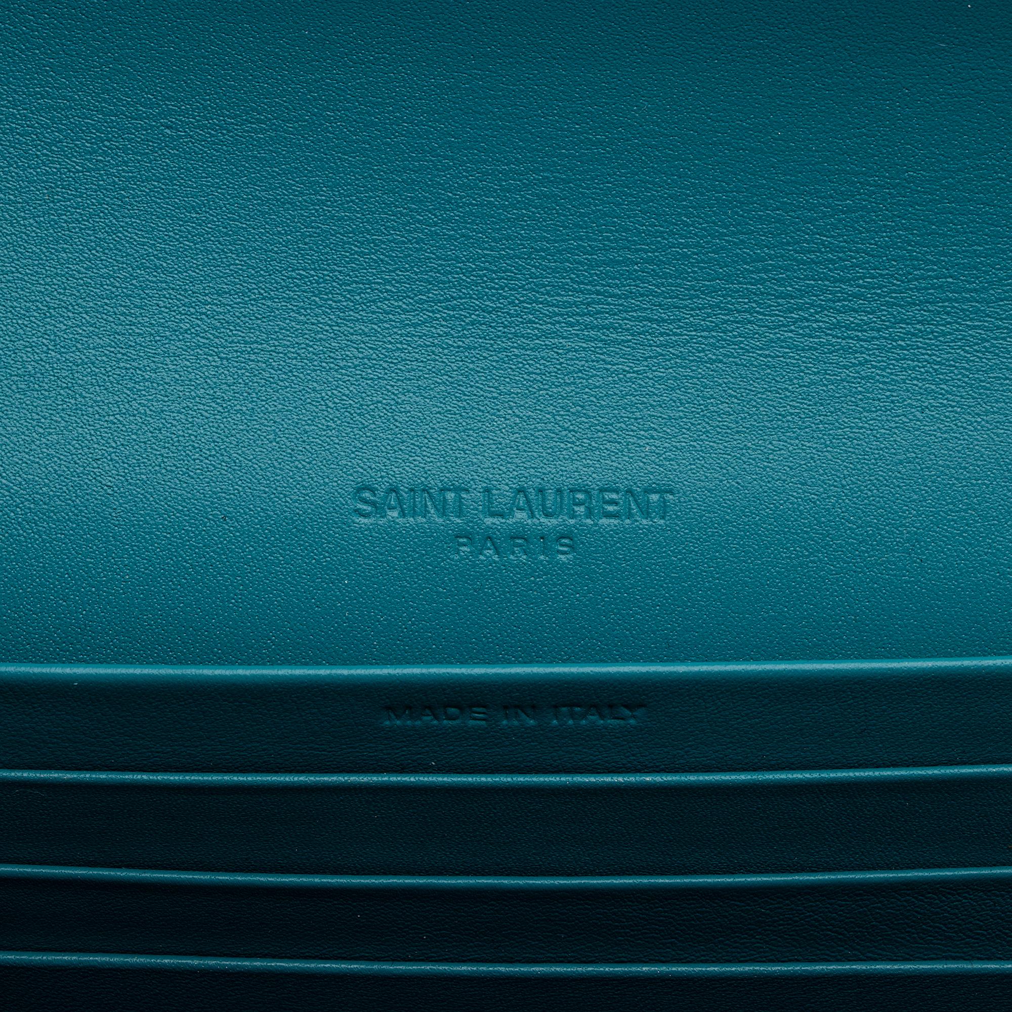 Saint Laurent Smooth Calfskin Floral Mini Chain Wallet