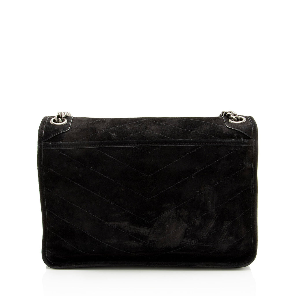Saint Laurent Suede Monogram Niki Medium Shoulder Bag
